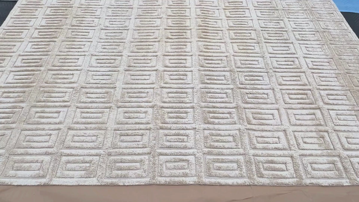 RH Rajouri Silk & Wool Rug – 9' × 12' Sand | Hand-Knotted Silk & Wool | Hand-Carved | Made in Nepal