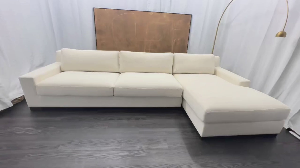 RH Modena Track Arm Right-Arm Chaise Sectional – Performance Linen Weave in Natural