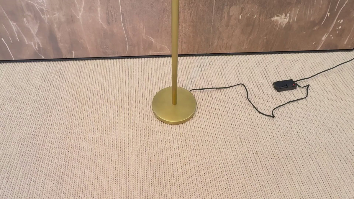 RH Métier Task Floor Lamp Lacquered Burnished Brass | Adjustable Swing Arm | Dimmable Task Lighting
