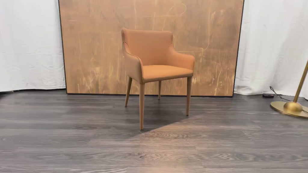 RH Nicola Slope Leather Dining Armchair — Vegan Leather | Cocoa