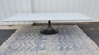 RH Aero Stone Rectangular Dining Table – 120" | Italian Carrara Marble Top | Cast Iron Pedestal Base