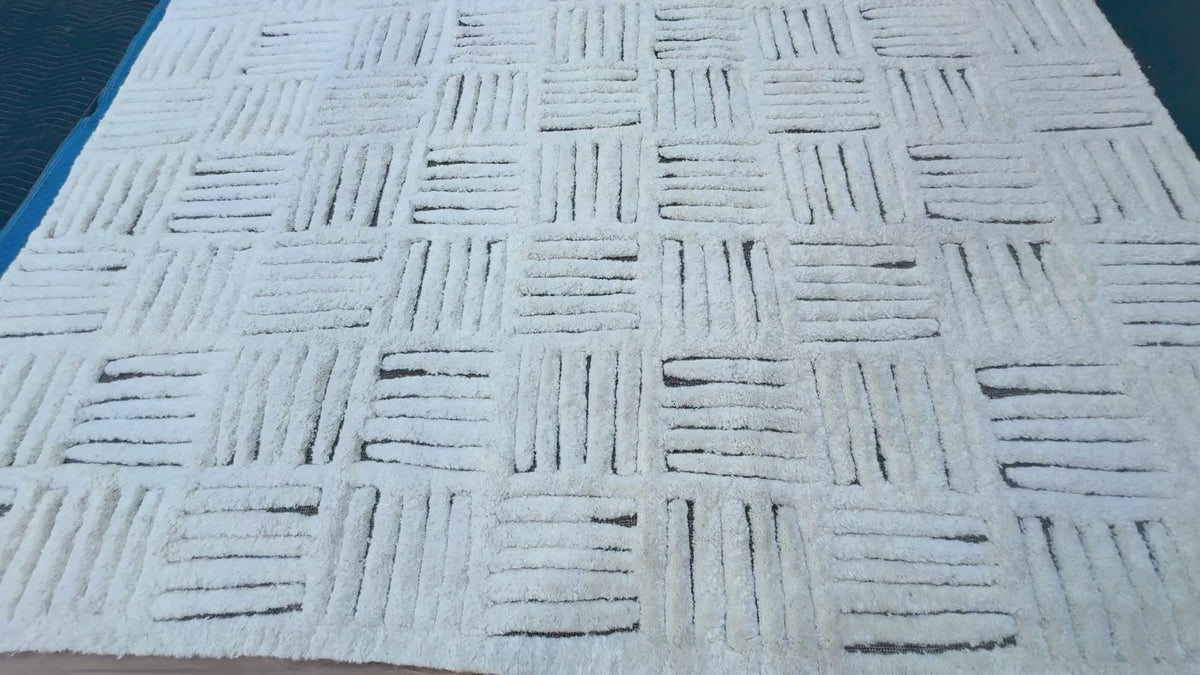 RH Basanti Rug – 9' × 12' Marled Ivory/Charcoal | Hand-Knotted Wool Blend | Contemporary Himalayan-Inspired Design (Rug 2)