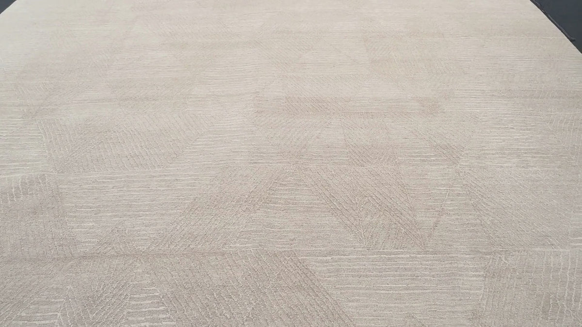 RH Varusha Wool & Silk Rug – 12' × 15' Wheat | 100 Tibetan Knots Per Square Inch | Made in Nepal