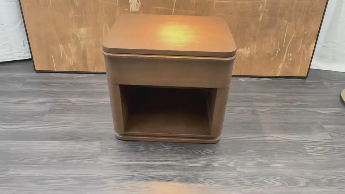 RH Ligné Open Nightstand 26" – Brown Brushed Oak