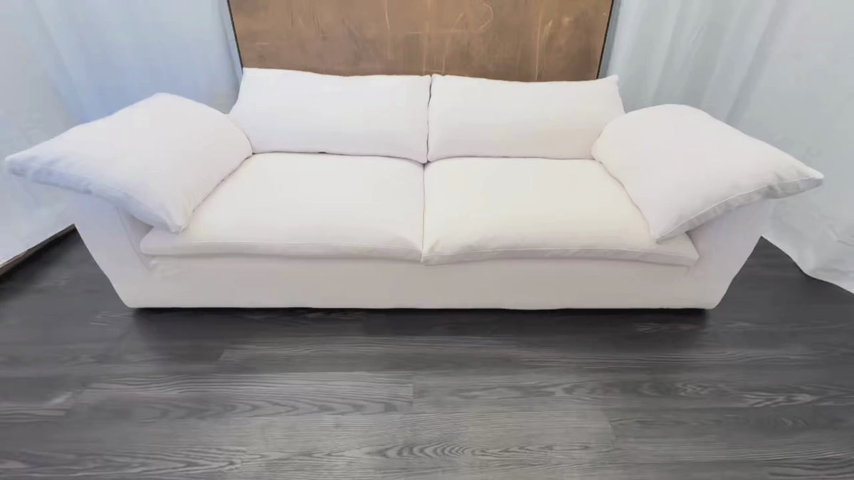 RH Cloud 9' Luxe Sofa — 2-Cushion | Perennials Performance Textured Linen Weave | White