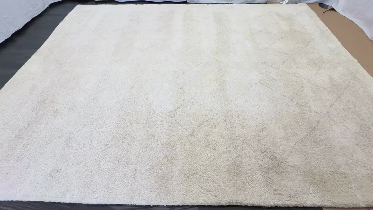 RH Iman Diamond Wool Rug 9x12 - Ivory/Silver