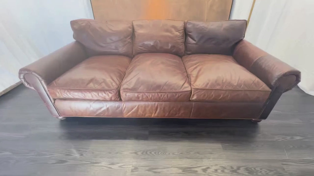 RH Original Lancaster Leather 3-Cushion Sofa – 8' | Luxe Depth | Italian Brompton | CocoaT
