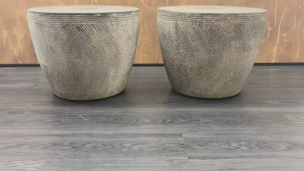 RH Vetro Round Side Table – 21" Diam. × 16"H | Dark Grey | Set of 2 | Pre-Owned