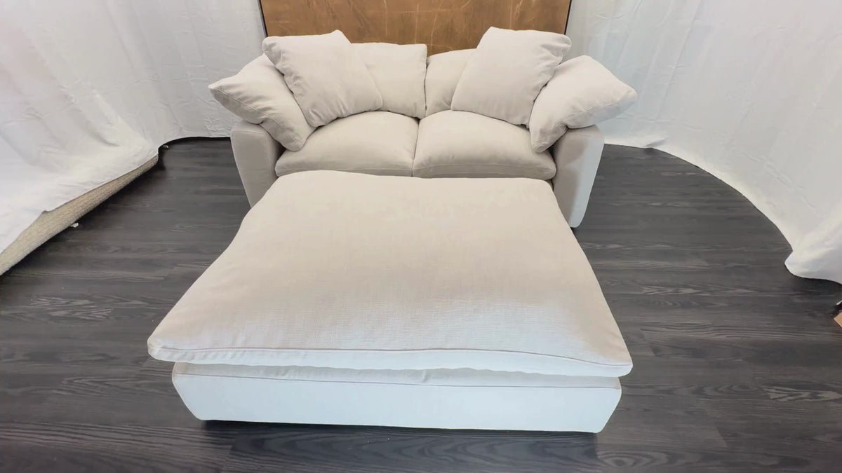 RH Restoration Hardware Cloud Modular Sectional

3-Piece Configuration | Two Classic Modular Corner Chairs & Classic Coffee Ottoman | Dove | Perennials® Performance Textured Linen Weave
