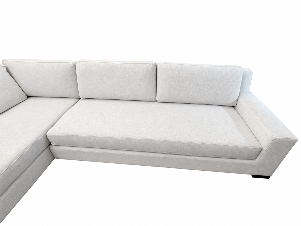 RH Modena Track Arm Left-Arm Bench-Cushion L-Sectional – Perennials Performance Textured Linen Weave in Mist