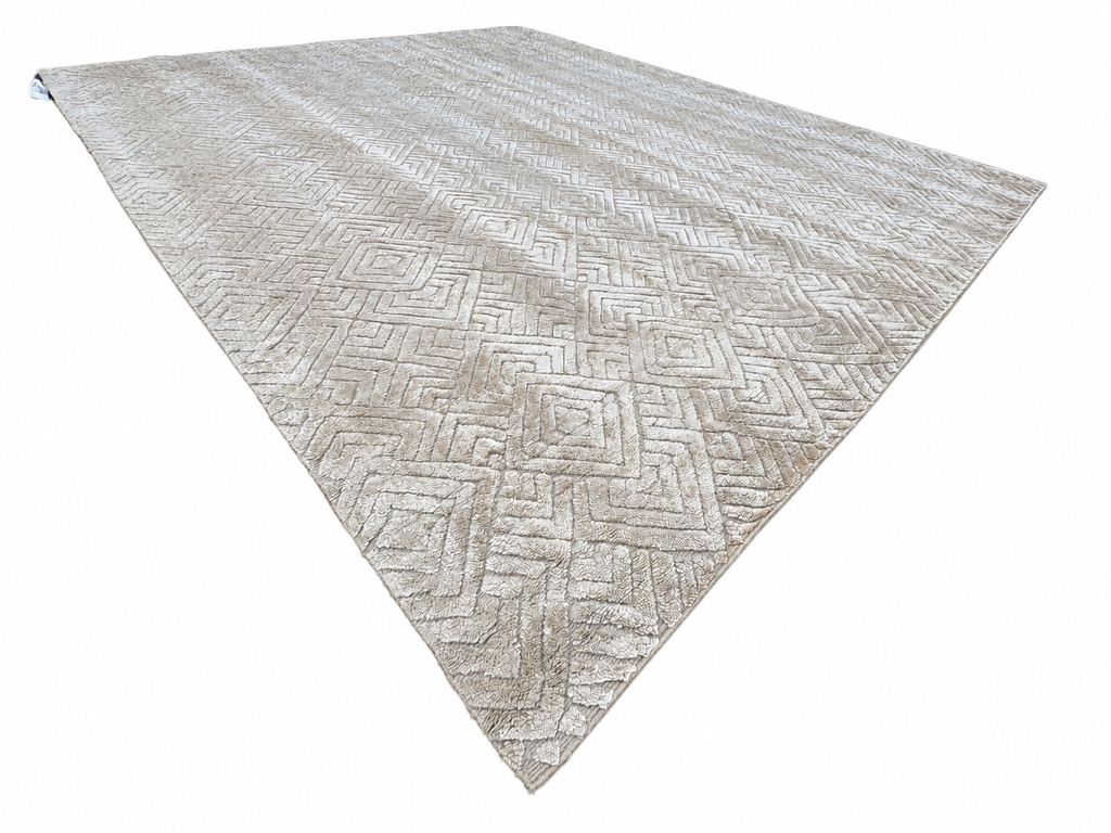 RH Talsari Silk & Wool Rug – 12' × 15' Wheat | Hand-Knotted Silk & Wool | 100 Tibetan Knots Per Square Inch | Made in Nepal