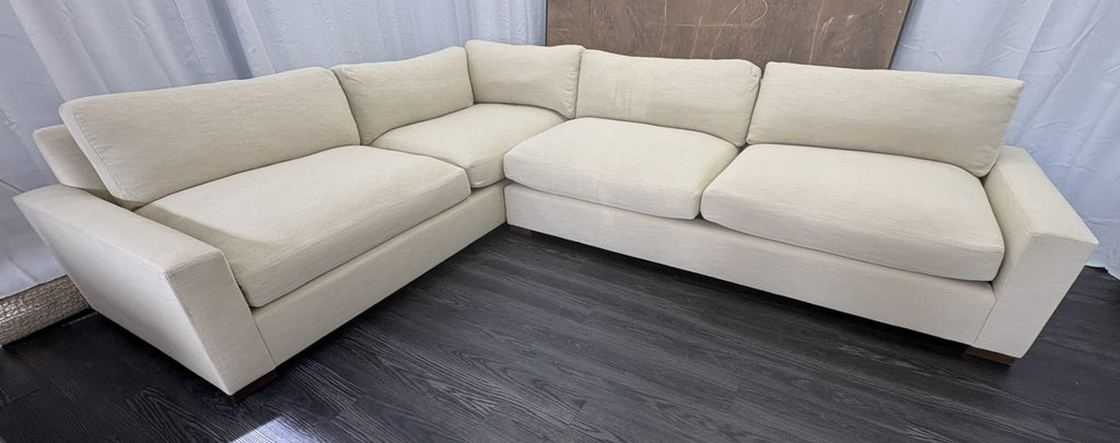 RH Maxwell Left-Arm L-Sectional | Classic | Down | Perennials® Performance Textured Linen Weave – Dune