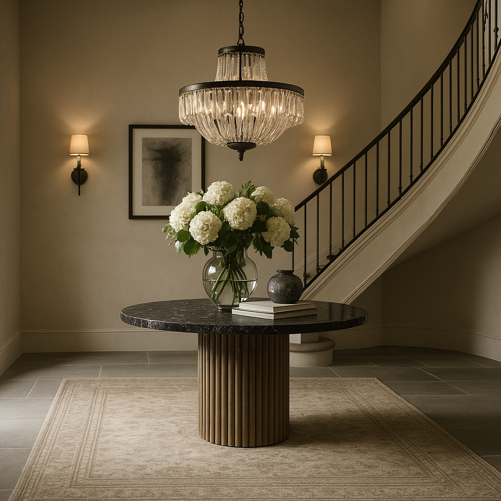 Restoration Hardware Black Emperador Marble Tabletop – 36” Round (Base Not Included)