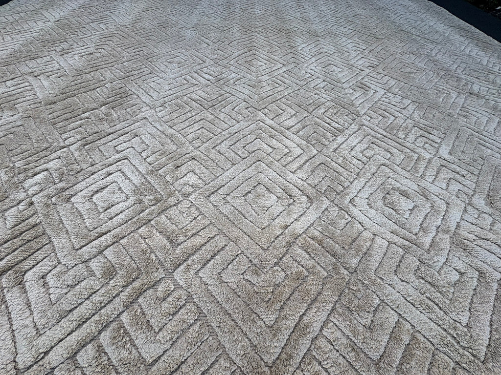RH Talsari Silk & Wool Rug – 12' × 15' Wheat | Hand-Knotted Silk & Wool | 100 Tibetan Knots Per Square Inch | Made in Nepal