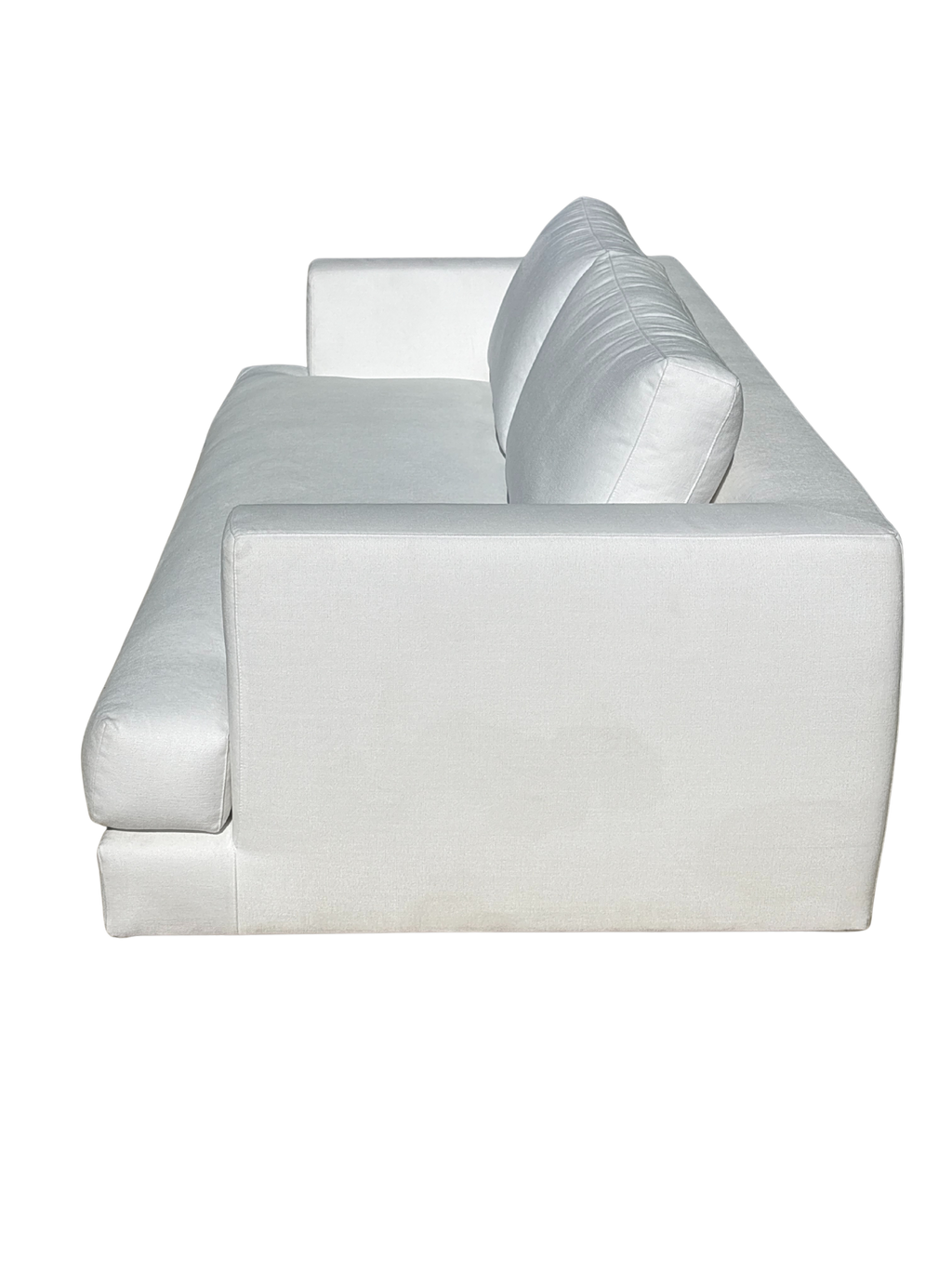 RH Monza Bench-Cushion Sofa – 8’ Luxe Depth in White Performance Linen Weave (Made in Italy)