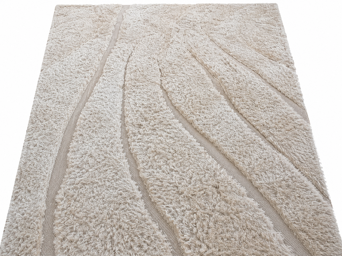 RH Tarras Wool Rug – 10' × 14' Wheat | 100% Hand-Spun Wool | Hand-Knotted | Sculptural High-Low Texture