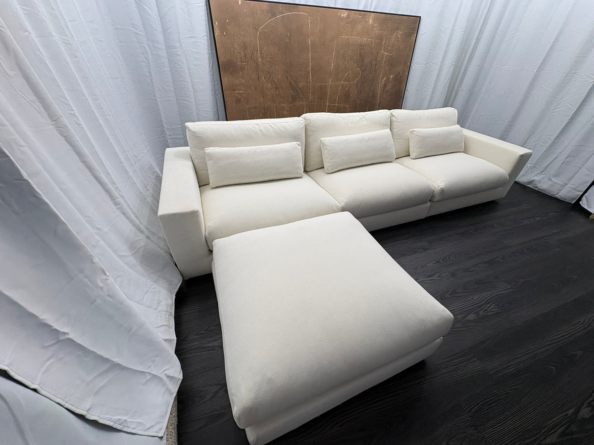 RH Lugano Modular 4-Piece Sectional | Italy | Down | Performance Linen Weave – Natural