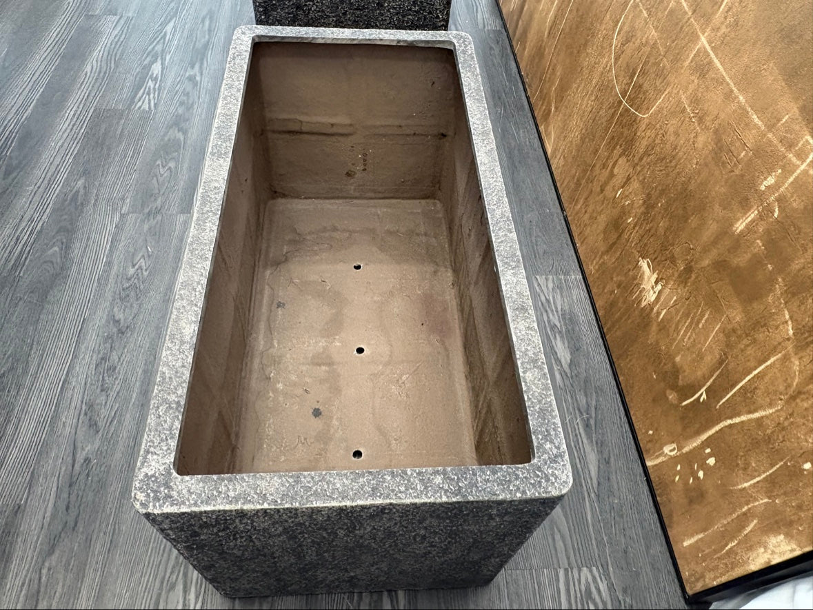 RH Paxos Square Planter – Size F 39½"W × 19½"D × 19½"H | Carbon | Set of 2 | Upscale Staging