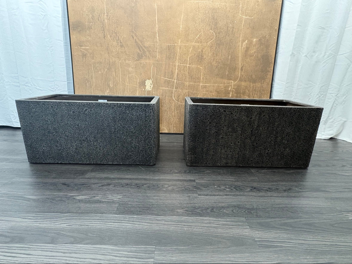 RH Paxos Square Planter – Size F 39½"W × 19½"D × 19½"H | Carbon | Set of 2 | Upscale Staging