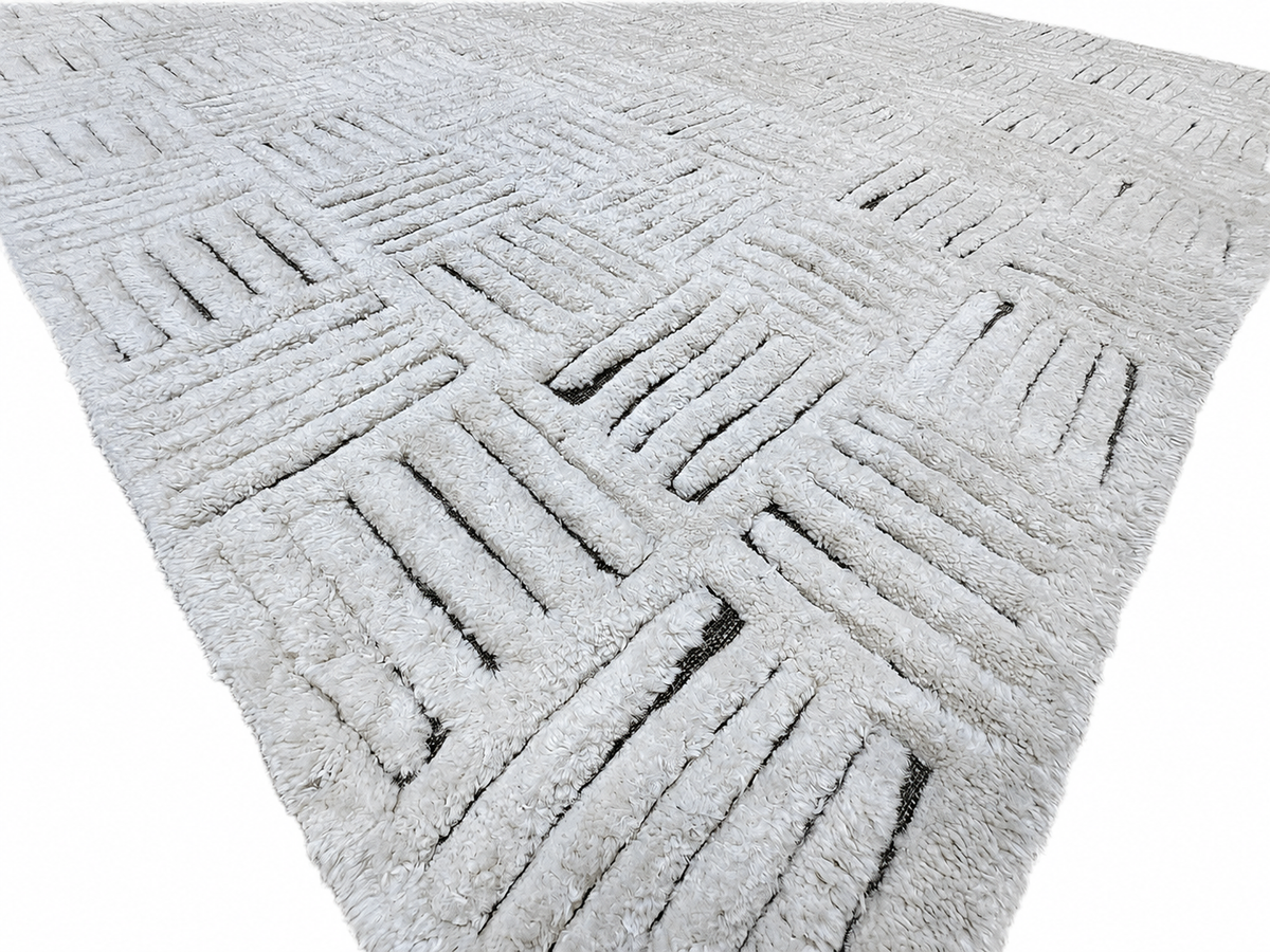 RH Basanti Rug – 9' × 12' Marled Ivory/Charcoal | Hand-Knotted Wool Blend | Contemporary Himalayan-Inspired Design (Rug 2)
