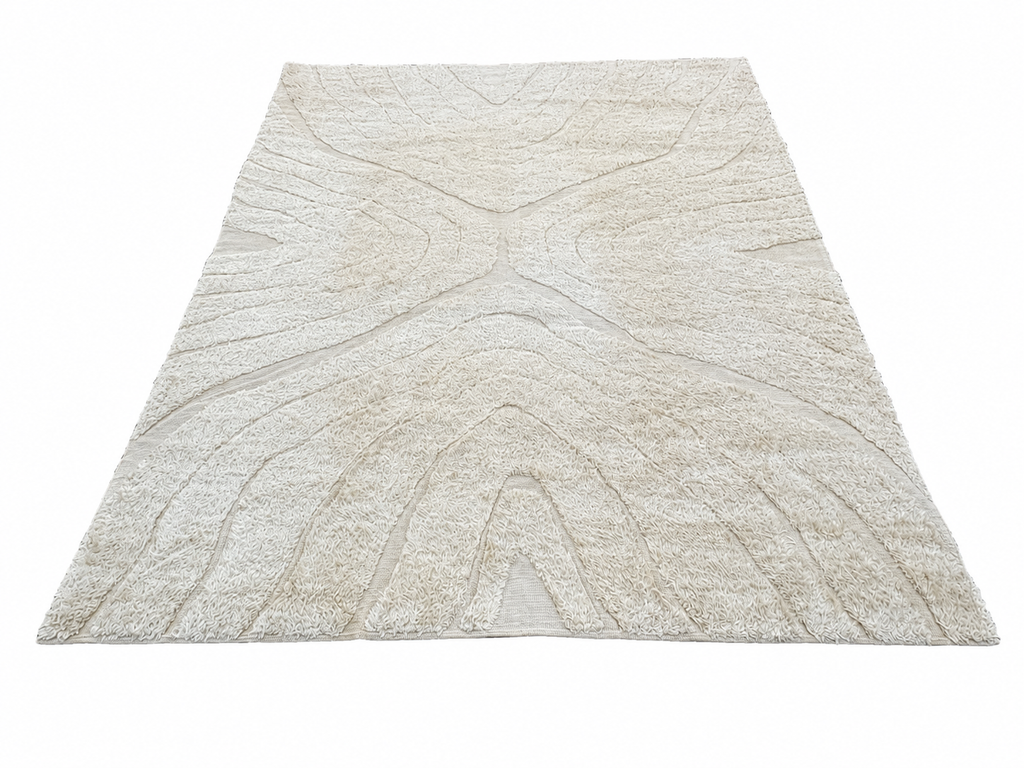 RH Tarras Wool Rug – 10' × 14' Wheat | 100% Hand-Spun Wool | Hand-Knotted | Sculptural High-Low Texture