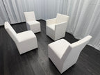 Curated Set of Four RH Ellison Fabric Dining Chairs
Perennials® Performance Textured Linen Weave — White
Recessed Caster Bases
