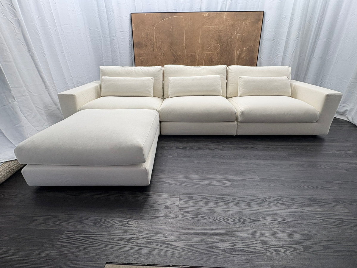 RH Lugano Modular 4-Piece Sectional | Italy | Down | Performance Linen Weave – Natural
