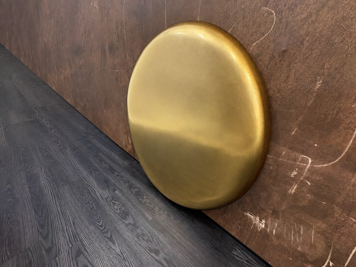 RH Restoration Hardware Nuvola Round Mirror 48" Diameter | Polished Metal | Lightly Antiqued Mirror Finish
