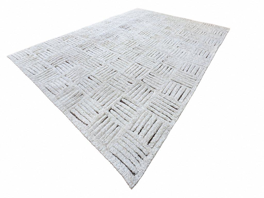 RH Basanti Rug – 9' × 12' Marled Ivory/Charcoal | Hand-Knotted Wool Blend | Contemporary Himalayan-Inspired Design (Rug 2)