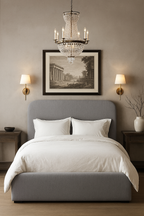 Arhaus Upholstered King Bed – Neutral Linen Weave – Open Box