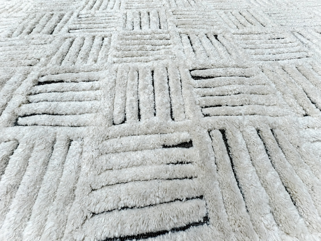 RH Basanti Rug – 9' × 12' Marled Ivory/Charcoal | Hand-Knotted Wool Blend | Contemporary Himalayan-Inspired Design (Rug 2)