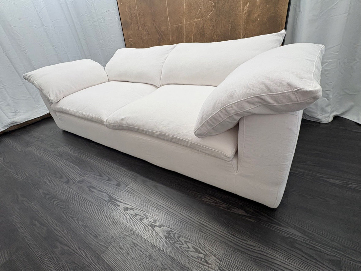 RH Cloud 9' Luxe Sofa — 2-Cushion | Perennials Performance Textured Linen Weave | White