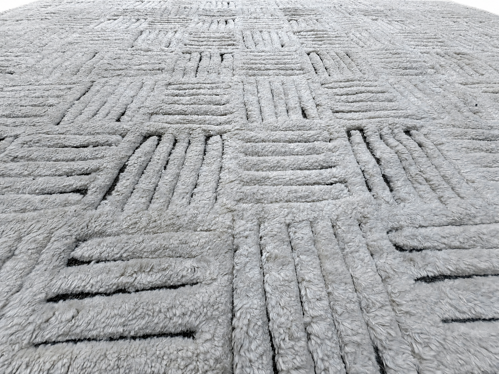 RH Basanti Rug – 9' × 12' Marled Ivory/Charcoal | Hand-Knotted Wool Blend | Contemporary Himalayan-Inspired Design (Rug 2)