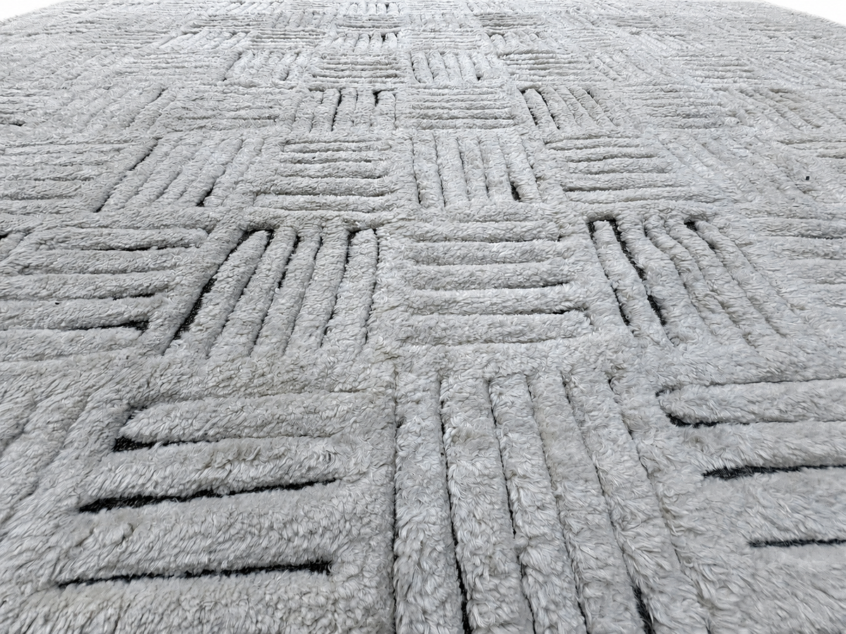 RH Basanti Rug – 9' × 12' Marled Ivory/Charcoal | Hand-Knotted Wool Blend | Contemporary Himalayan-Inspired Design (Rug 2)