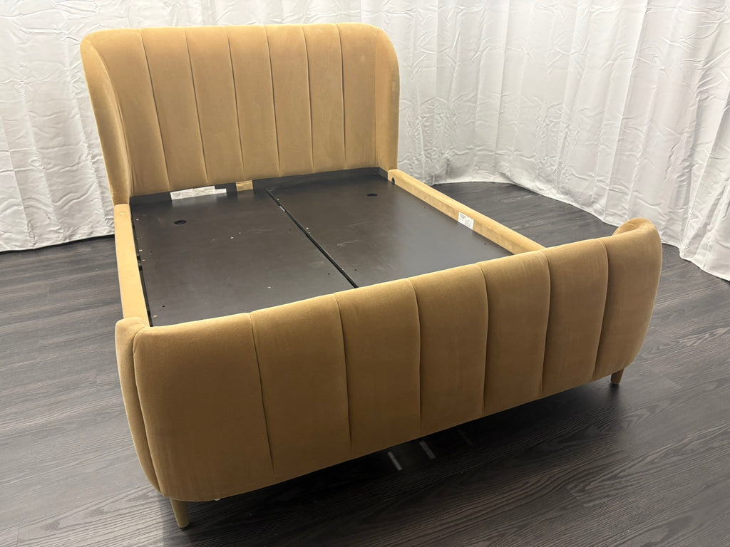 RH Valentina Upholstered Bed — Queen | Camel Performance Velvet