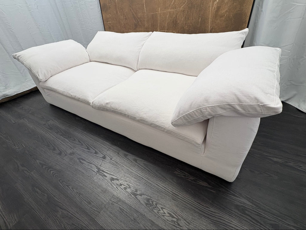 RH Cloud 9' Luxe Sofa — 2-Cushion | Perennials Performance Textured Linen Weave | White