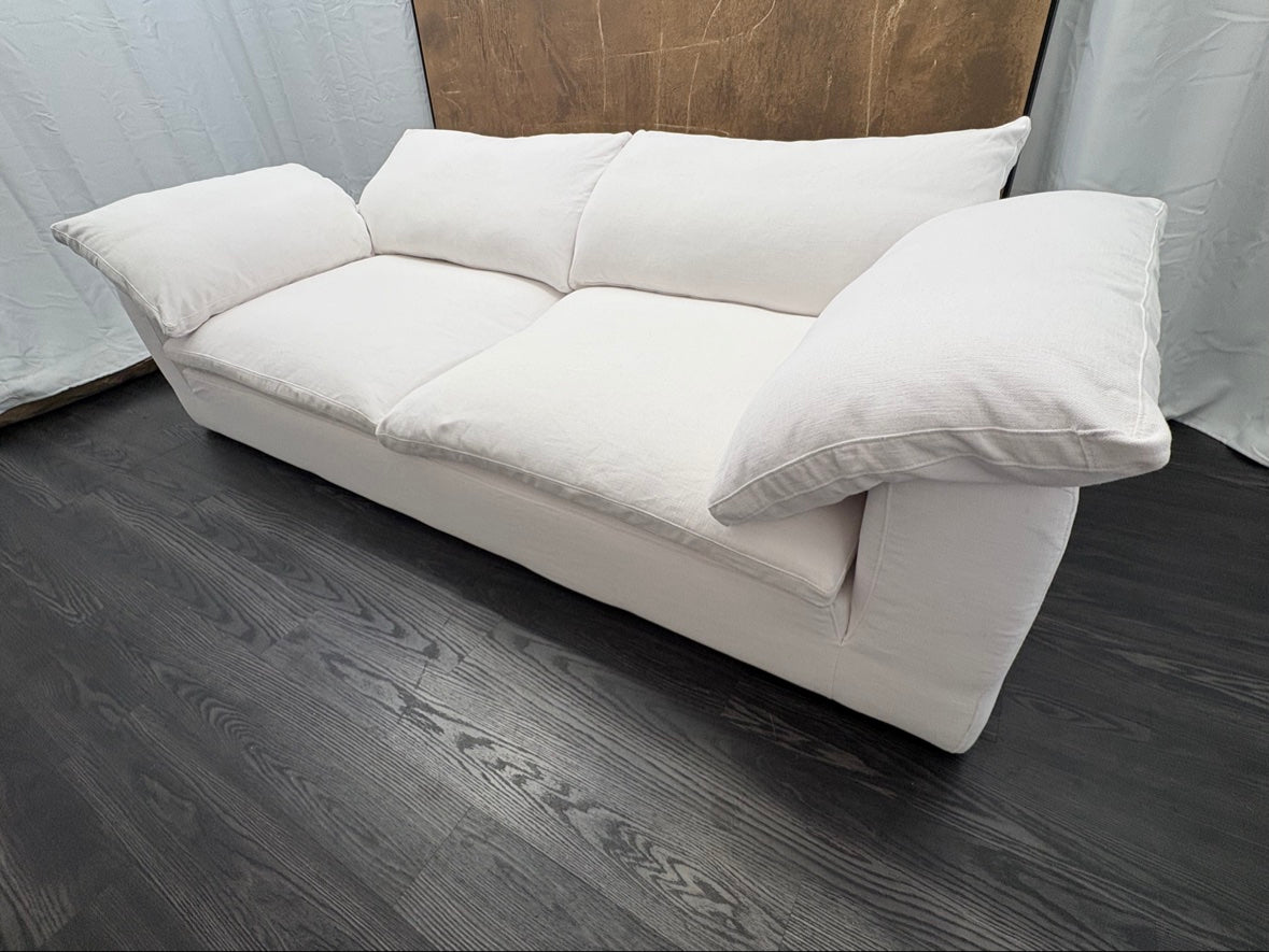 RH Cloud 9' Luxe Sofa — 2-Cushion | Perennials Performance Textured Linen Weave | White