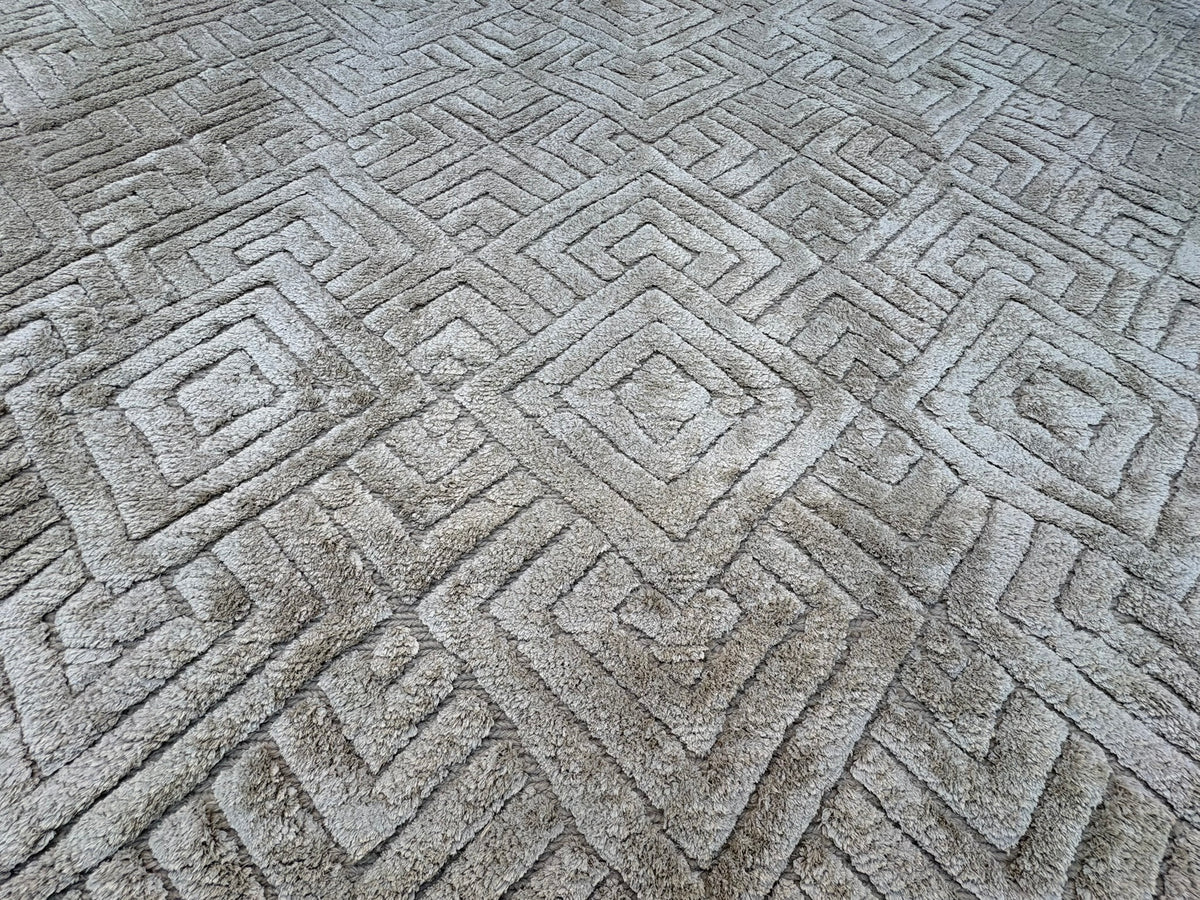 RH Talsari Silk & Wool Rug – 12' × 15' Wheat | Hand-Knotted Silk & Wool | 100 Tibetan Knots Per Square Inch | Made in Nepal