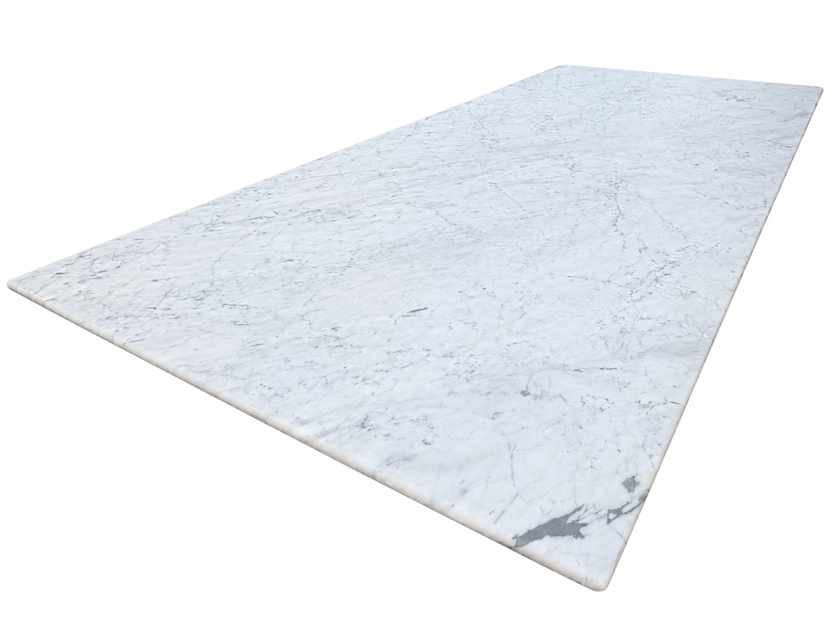 RH Aero Stone Rectangular Dining Table – 120" | Italian Carrara Marble Top | Cast Iron Pedestal Base